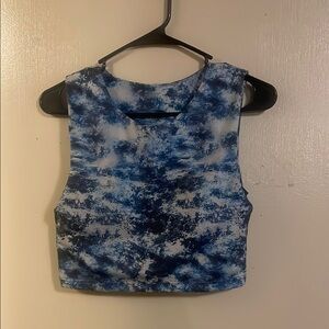 Body Glove White and Blue Sleeveless Crop Tank Top